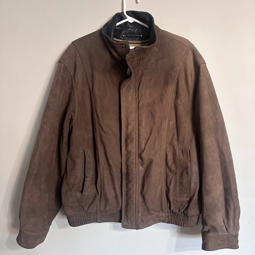 Vintage Wilsons Leather Jacket Men X-Large Brown Suede Leather Collar Bomber